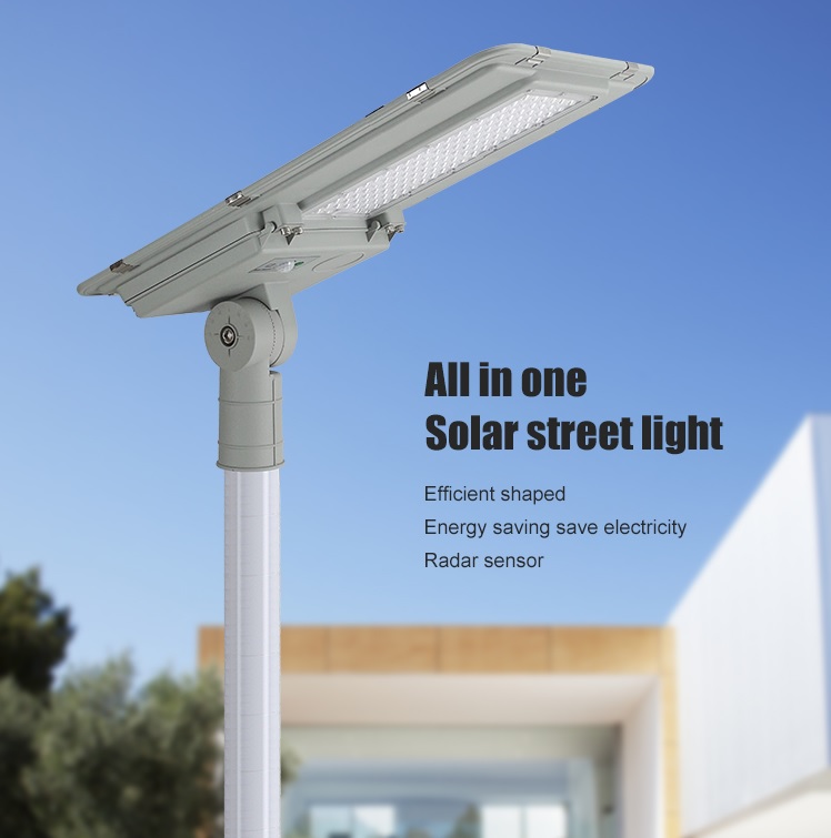 Integrated all in one aluminum alloy solar street light with adjustable light support