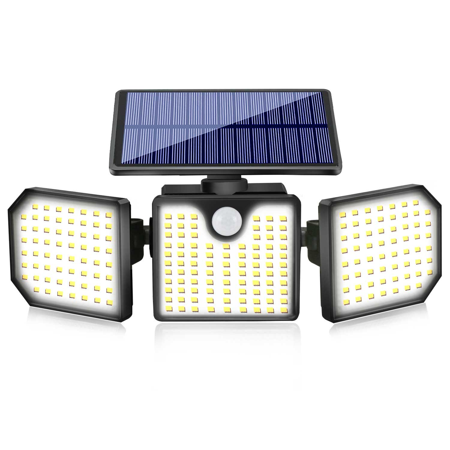 230LED outdoor solar human body induction wall light adjustable three-head garden light