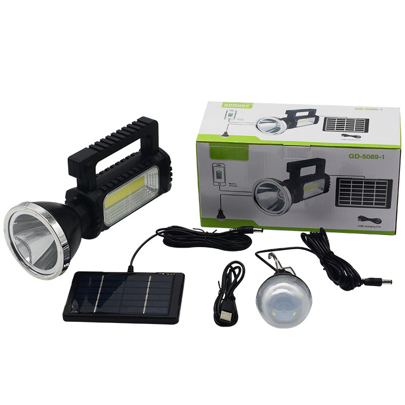 Spotlights Outdoor emergency camping LED lighting system Rechargeable flashlight Solar system hand light